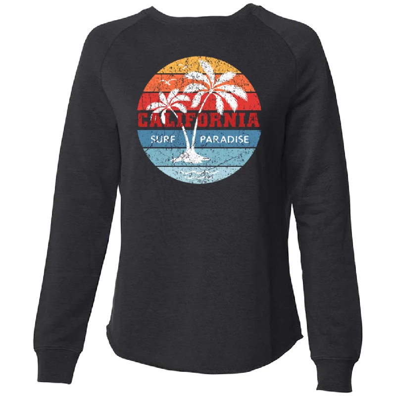 Women's Hooded Sweatshirts with Non-Stretch WaistCalifornia Surf Paradise Super Soft Crewneck Sweater