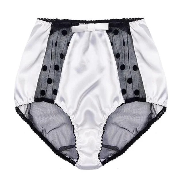 smoothing high-neck braHigh-Waist White Stretch-Silk Polka Dot Tulle Briefs