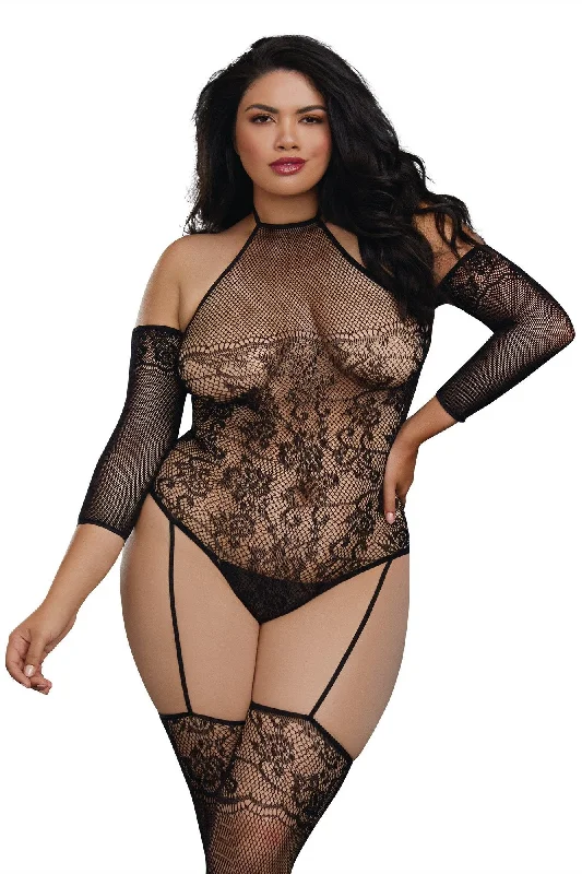 seamless shapewear for stretch jeansFishnet Teddy with 3/4 Length Sleeves