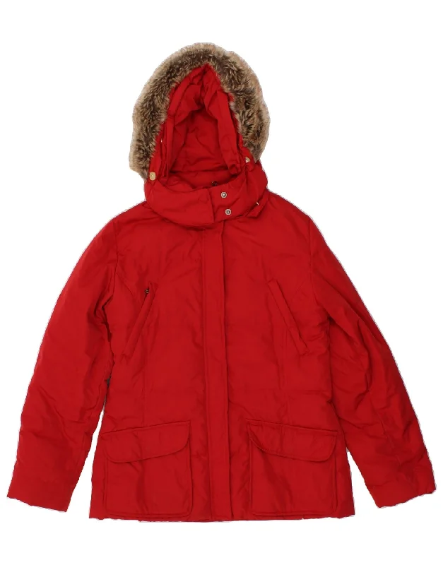 Women's Trench CoatsTOMMY HILFIGER Womens Hooded Padded Jacket UK 16 Large Red Polyester