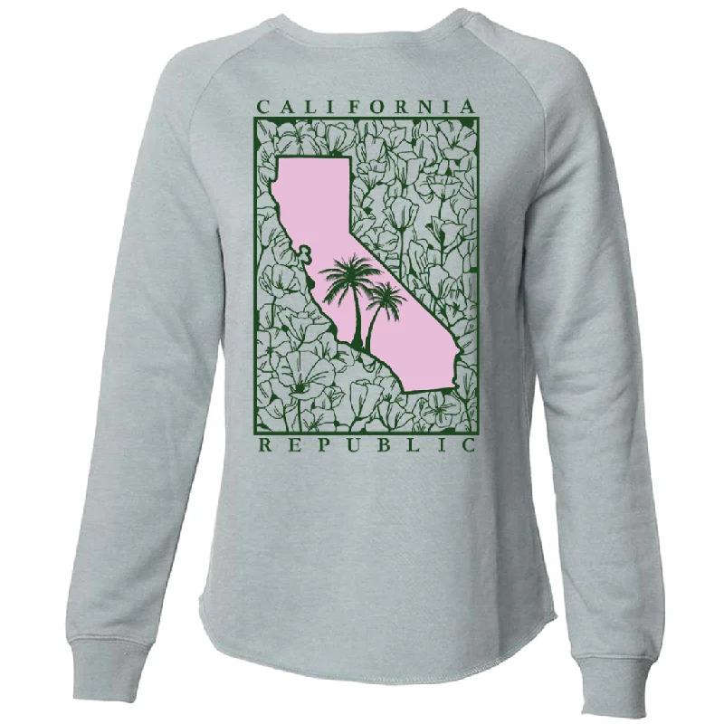 Women's Hooded Sweatshirts with Drawstring WaistCalifornia Pink Poppies Super Soft Crewneck Sweater