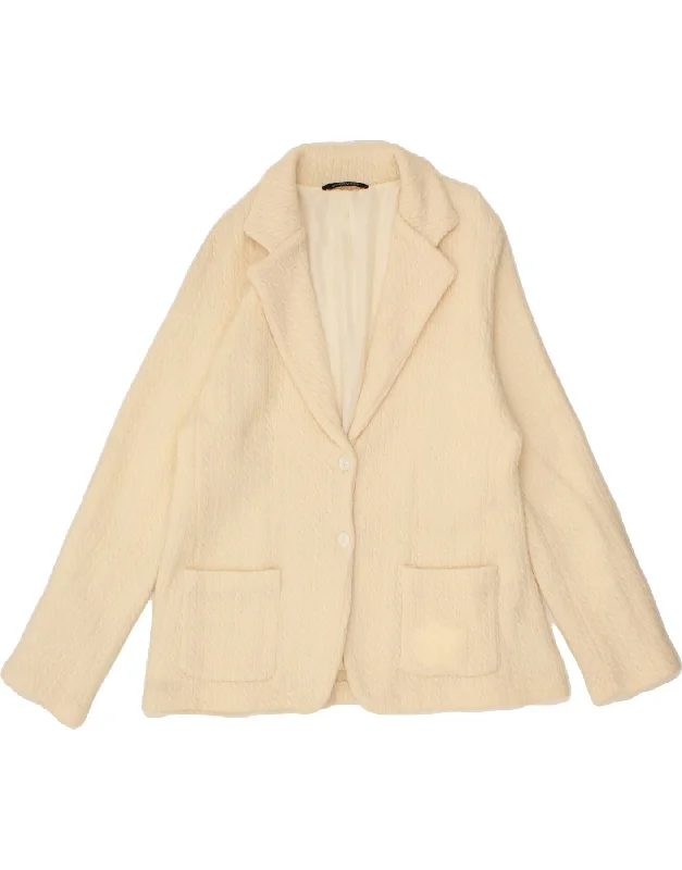 Women's PeacoatsWINDSMOOR Womens 2 Button Blazer Jacket UK 16 Large Beige Polyester