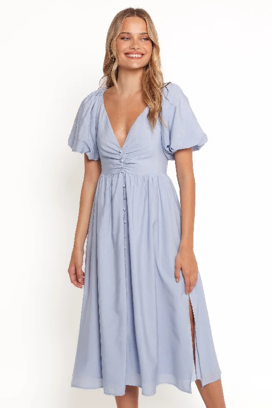 Women's Rounded Collar DressesCharley Midi Dress - Blue