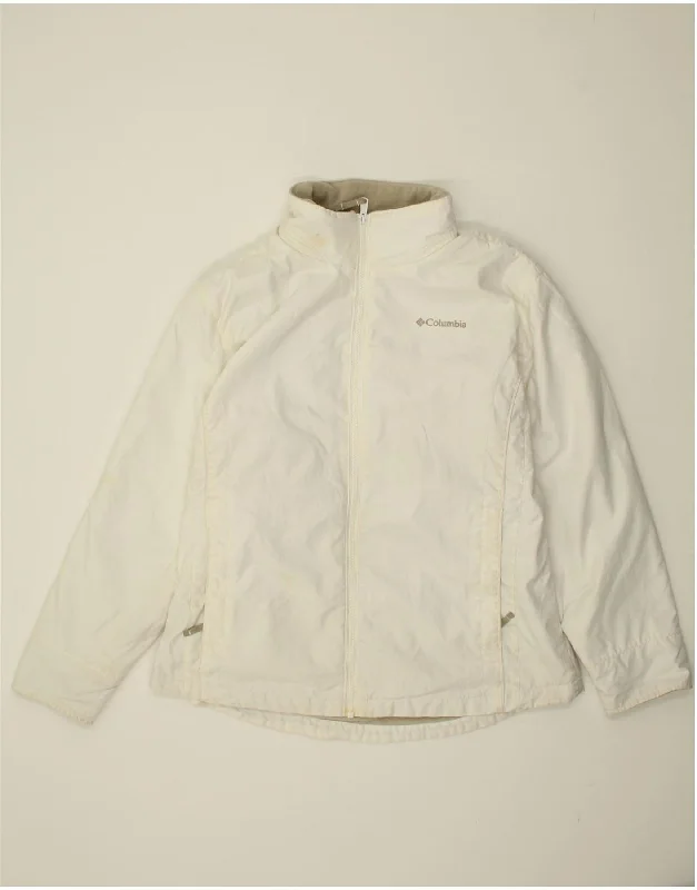 Women's Coats with Fur Trimmed ButtonsCOLUMBIA Womens Windbreaker Jacket UK 16 Large White Polyester