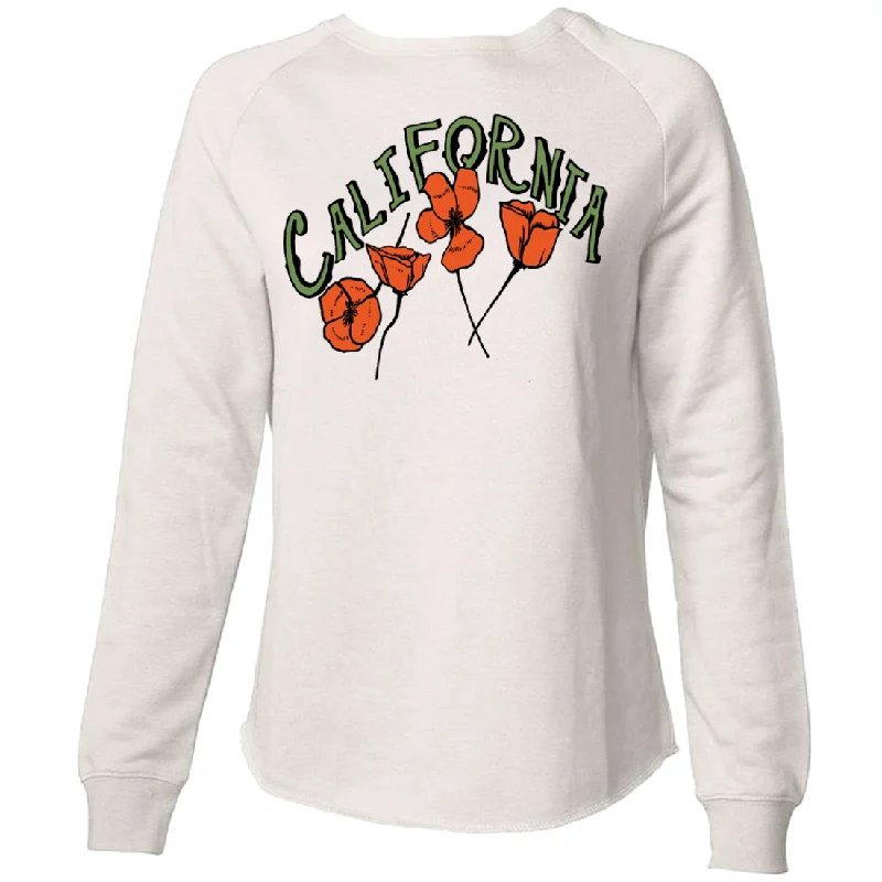 Women's Hooded Sweatshirts with Flared WaistCalifornia Poppies Super Soft Crewneck Sweater