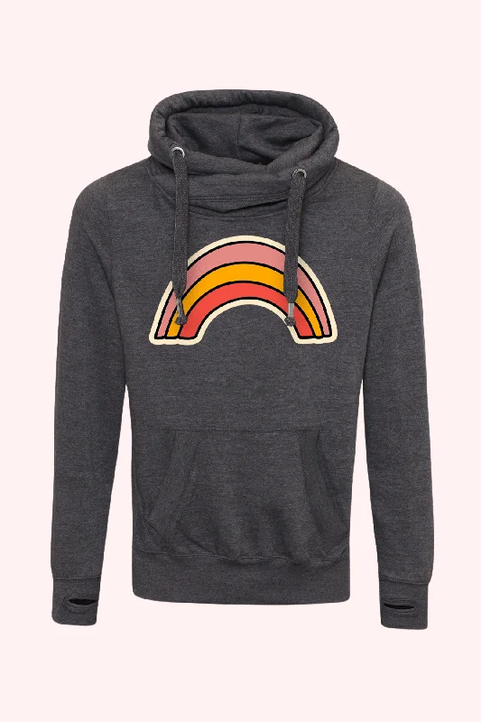 Women's Hooded Sweatshirts with Nylon LiningAbstract Rainbow Hoodie in Charcoal