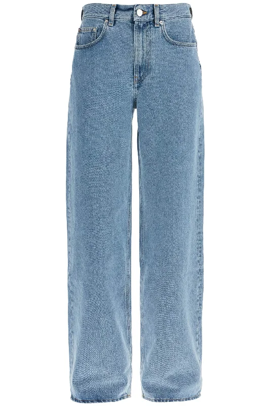 Women's Jodhpurs with Tapered LegLoulou Studio Women's Organic blue Wide Leg High Waist blue Washed Pants