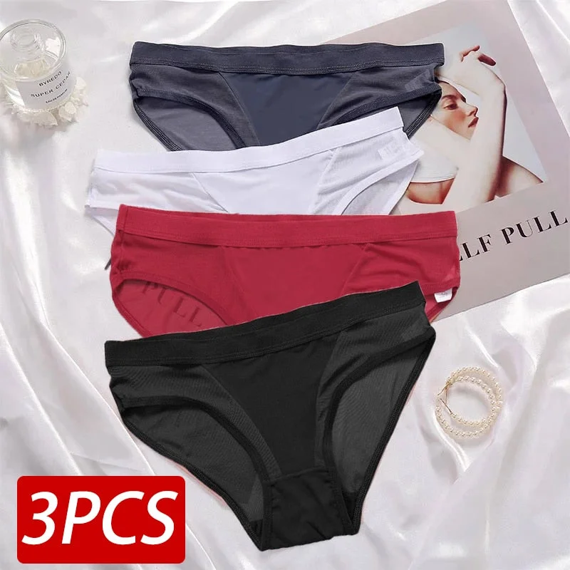 cotton-blend briefs with a built-in bra for added support3PCS Seamless Hollow Out Women's Panties Women Briefs Transparent Low Waist Underwear Breathable Female Underpants Pantys M-2XL