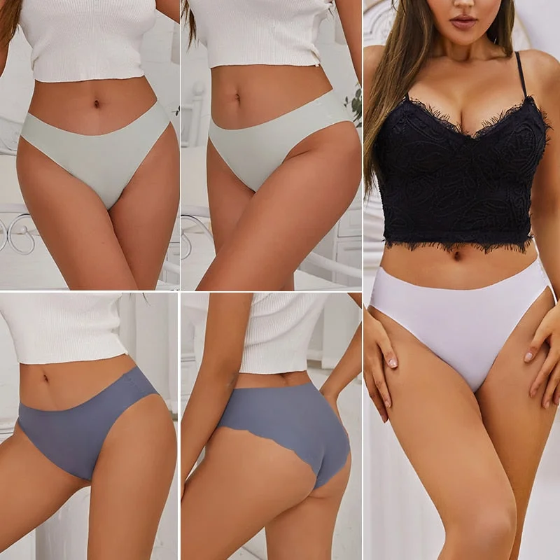 plus-size seamless panties for all-day comfort3PCS/Set M-XL Seamless Ice Silk Women Panties Sexy Pantys 7 Solid Colors Breathable Pantys Underwear For Girls Lingerie