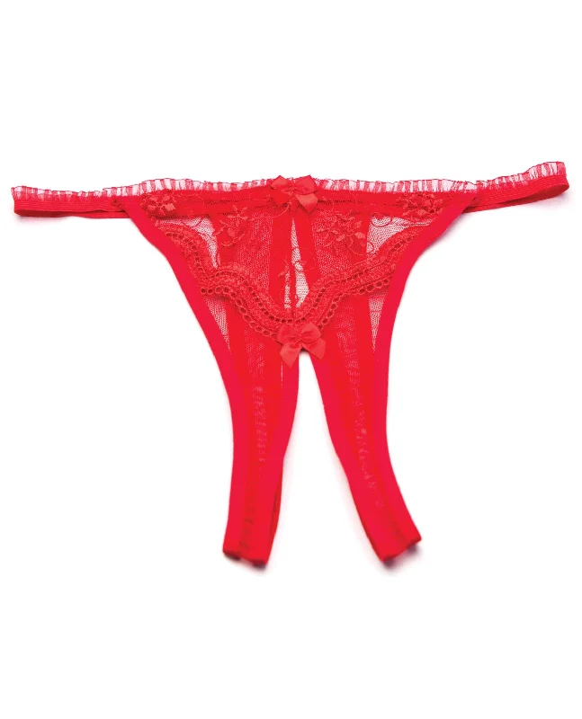 high-compression shapewear panties for a smooth silhouetteShirley of Hollywood Scalloped Embroidery Crotchless Panty Red