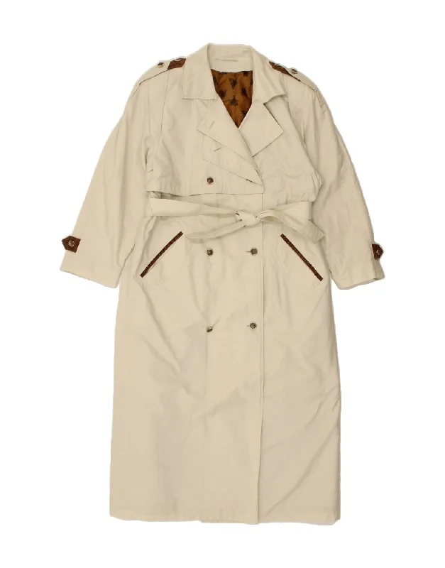 Women's Windbreaker CoatsST MICHAEL Womens Double Breasted Overcoat EU 40 Medium Beige Nylon