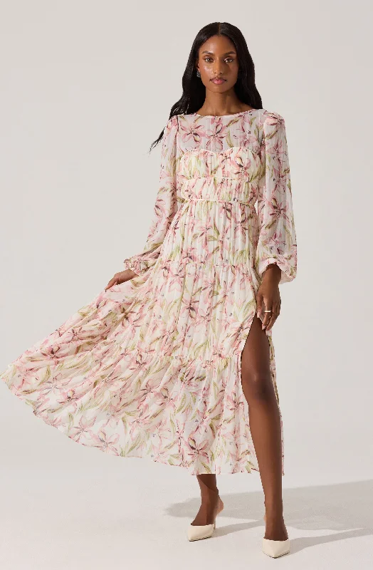 Women's Off-Shoulder DressesPleated Chiffon Midi Dress