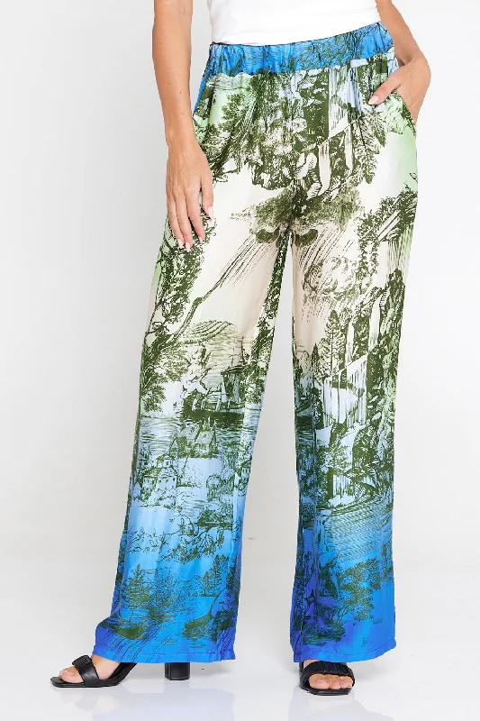 Women's Jodhpurs with Shawl CollarDimitra Satin Pants - Rhea Print