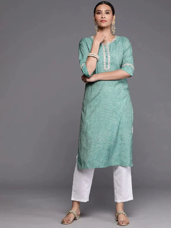 Women's Jumpsuits with Keyhole CollarBlue Printed Silk Straight Kurta