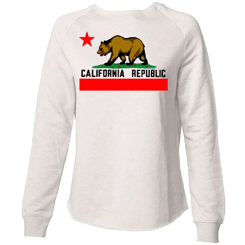 Women's Hooded Sweatshirts with Ombre LiningCalifornia Republic Borderless Bear Flag Black Text Super Soft Crewneck Sweater