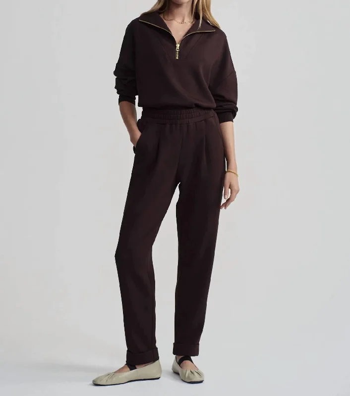 Women's Jodhpurs with Boat NeckRolled Cuff Pant In Coffee Bean