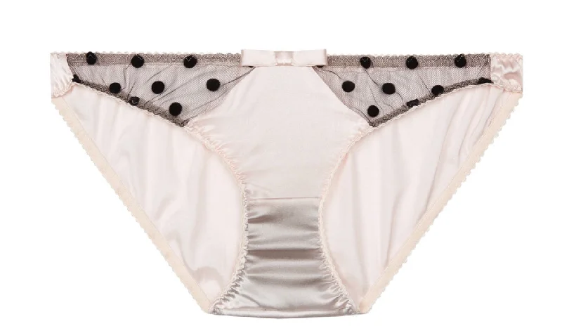 sports bra with compression technologyPink Stretch-Silk with Black Polka Dot Tulle Briefs