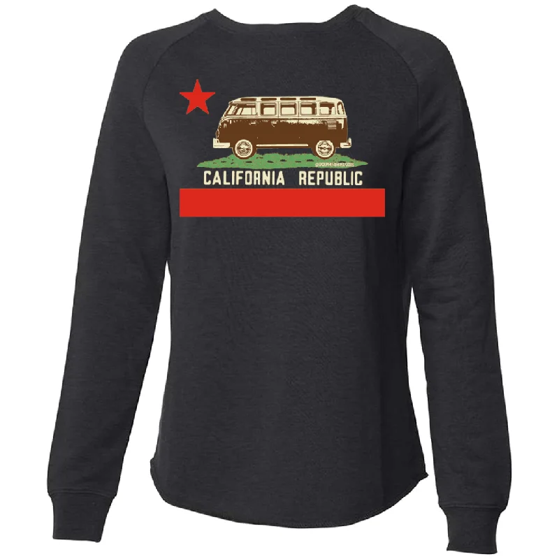 Women's Hooded Sweatshirts with Polyester LiningCalifornia Republic Vintage Van Super Soft Crewneck Sweater