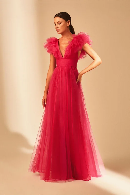 Women's Narrow-Neck DressesVielle Tulle Maxi Dress