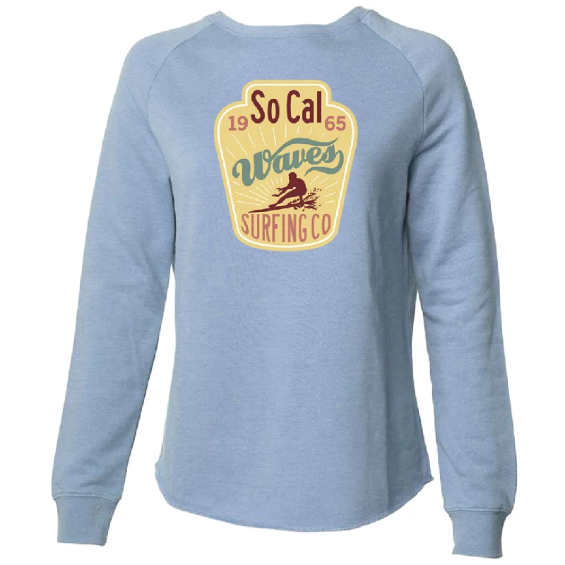 Women's Hooded Sweatshirts with Flared WaistSo Cal Waves Surfing Co Super Soft Crewneck Sweater