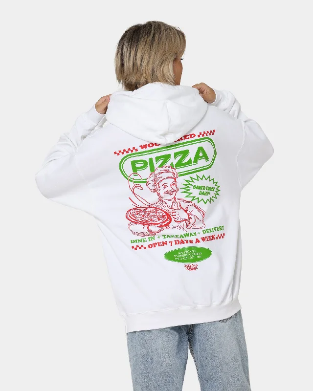 Women's Hooded Sweatshirts with Soft FabricGoat Crew Pizza Shop Hoodie White