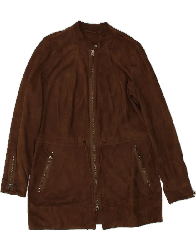 Women's Coats with CollarBIBA Womens Leather Coat UK 10 Small Brown Leather