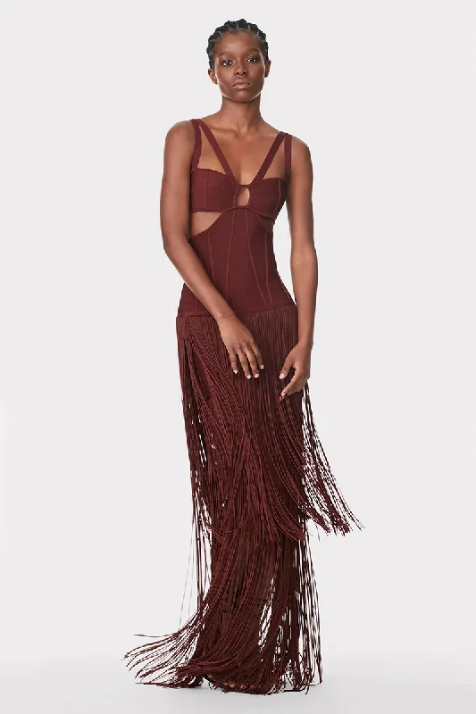 Women's Cut-Out DressesStunning Allure Fringe Maxi Dress