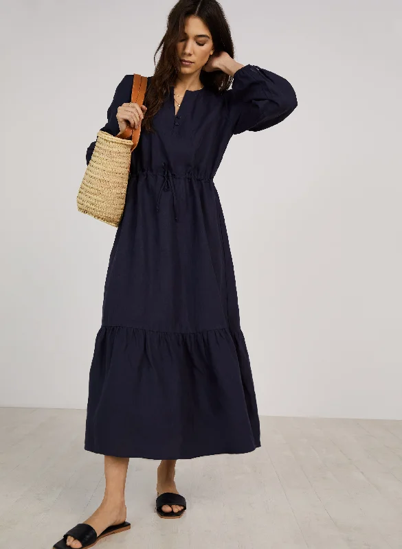 Women's Low Collar DressesMaxine Hemp Drawstring Dress