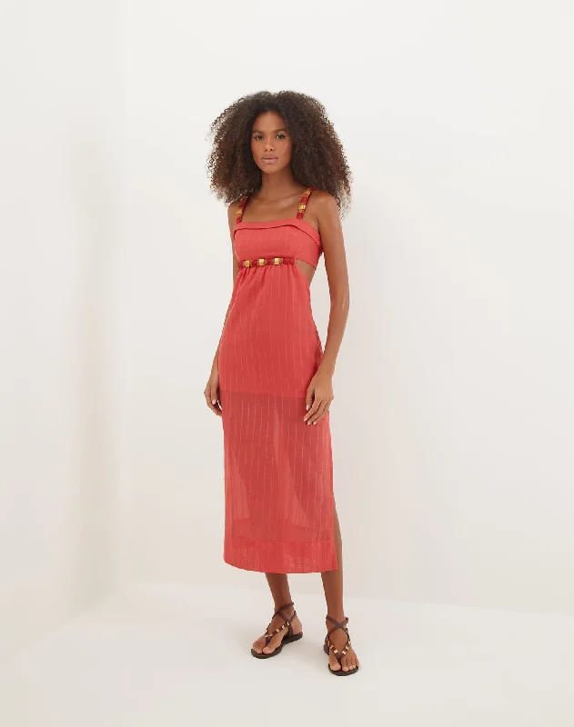 Women's Wide-Neck DressesSally Midi Dress - Raspberry