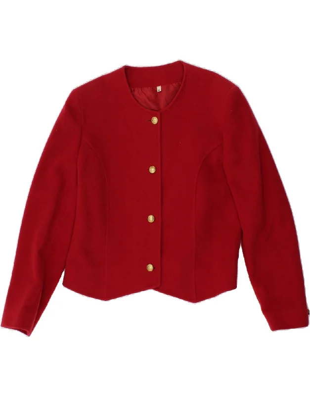 Women's Zip-Up CoatsVINTAGE Womens 4 Button Blazer Jacket UK 16 Large Red Wool