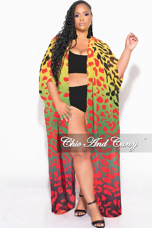 Final Sale Plus Size Caftan in Multi Color Spotted Print - Black Version