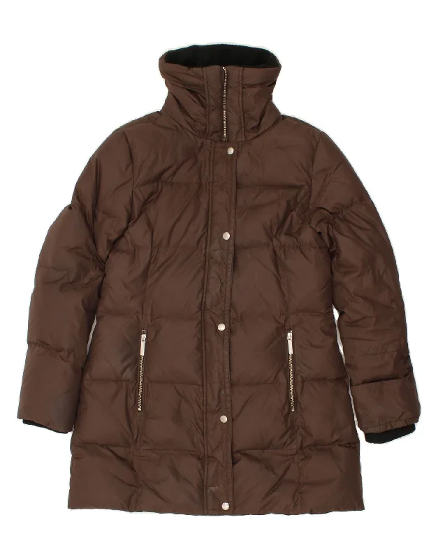 Women's Coats with Fur Trimmed PocketsMICHAEL KORS Womens Padded Coat UK 10 Small Brown Nylon