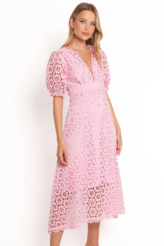 Women's U-Shaped-Neck DressesArlington Midi Dress - Pink