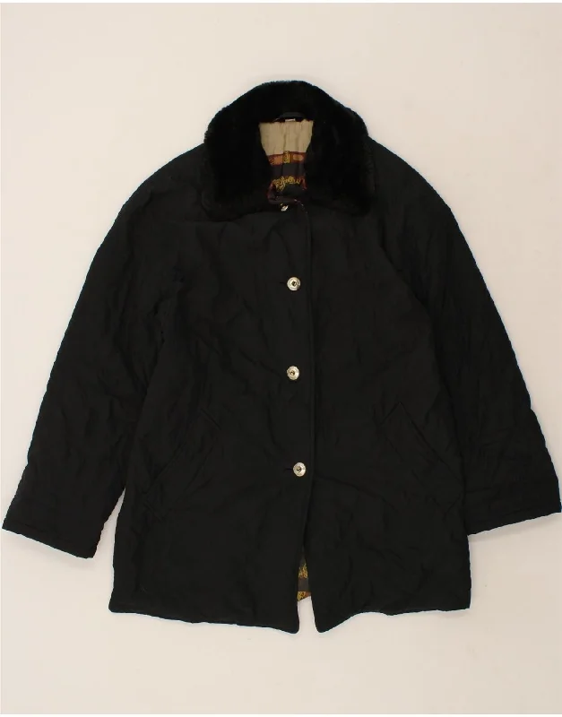 Women's Button-Up CoatsVINTAGE Womens Overcoat UK 8 Small  Black Polyester