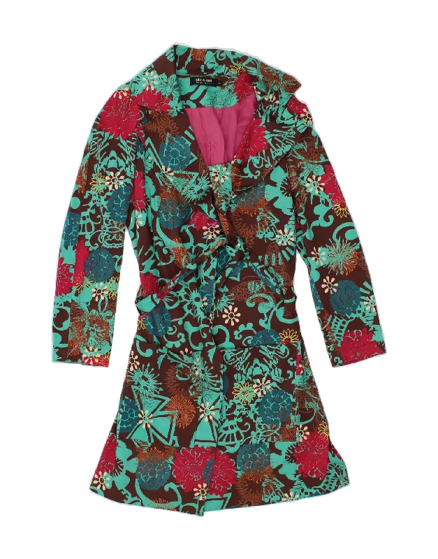 Women's Coats with SleevesVINTAGE Womens Abstract Pattern Overcoat UK 4 XS Multicoloured