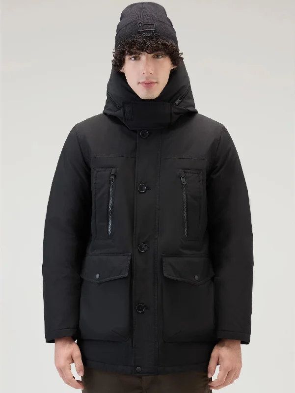 Women's Coats with ZipperParka Arctic in Ramar Cloth Rivisitato Nero