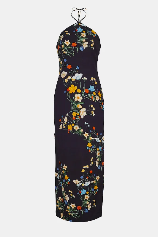 Women's Narrow Collar DressesDavis Dress in Black Pressed Flowers