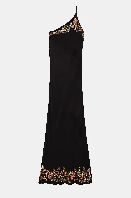 Women's Halter DressesDoutzen Embellished Dress in Waterblossom Black