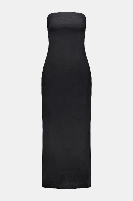 Women's V-Shaped Collar DressesStrapless Long Dress in Black