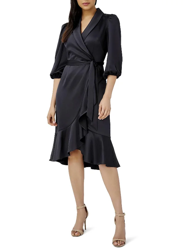 Women's Sweetheart-Neck DressesWomens Surplice Mid Calf Wrap Dress