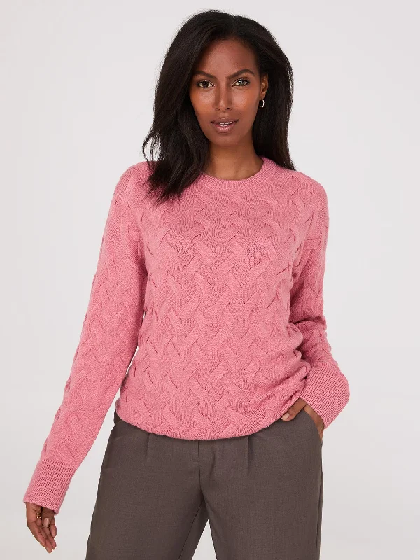 Women's Patterned BlouseBasketweave Crew Neck Sweater