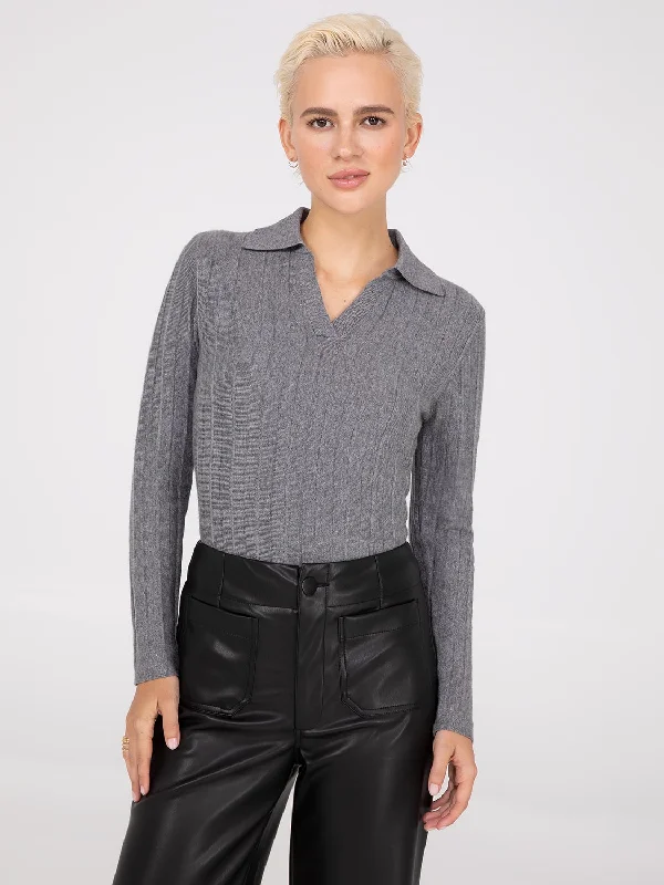 Women's Cotton BlousePleated Johnny Collar Sweater