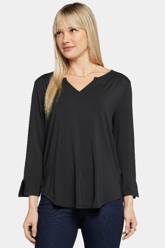 Women's Blouse with Keyhole CollarPerfect Tee - Black